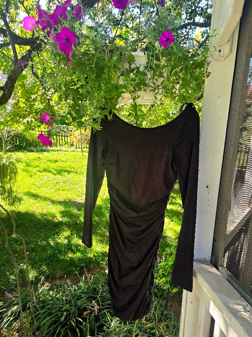 KOOKAÏ Black Reversible Long Sleeve Mini Dress V Neck Boat Neck Open Back Size 2